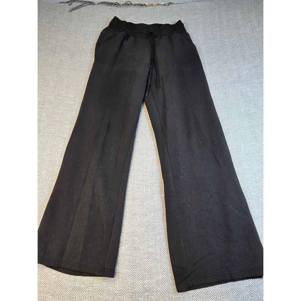Avia Black Soot Wide Leg Sweatpants Drawstring Pockets M 8-10 AWL49108